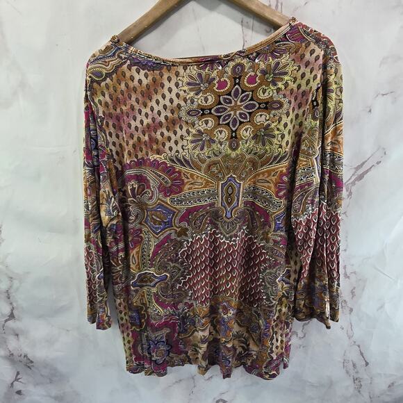 Parsley & Sage Shirt Womens XXL Pink Artsy Art To Wear Reversible Boho Patchwork - Picture 5 of 10